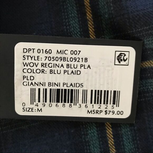 Gianni Bini Shirt Women's Size Medium Plaid Button Down Woven Long Sleeve NWT - Picture 9 of 9